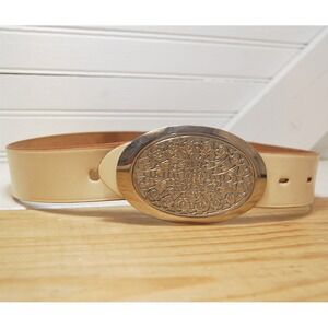 Justin Boots belt Women's 24 Small White leather Nickel plated buckle‎ Western